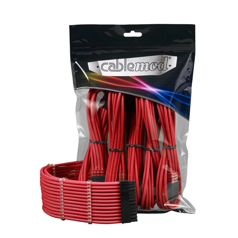 CableMod - ModMesh PRO Dual 8 pin PCI-E Sleeved Cable Extensions - Red - كابل